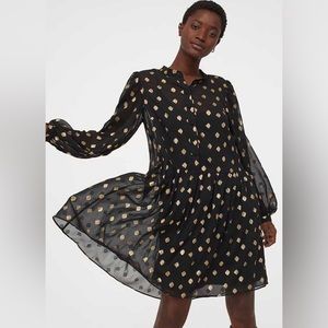 H&M black/gold chiffon dress sz L